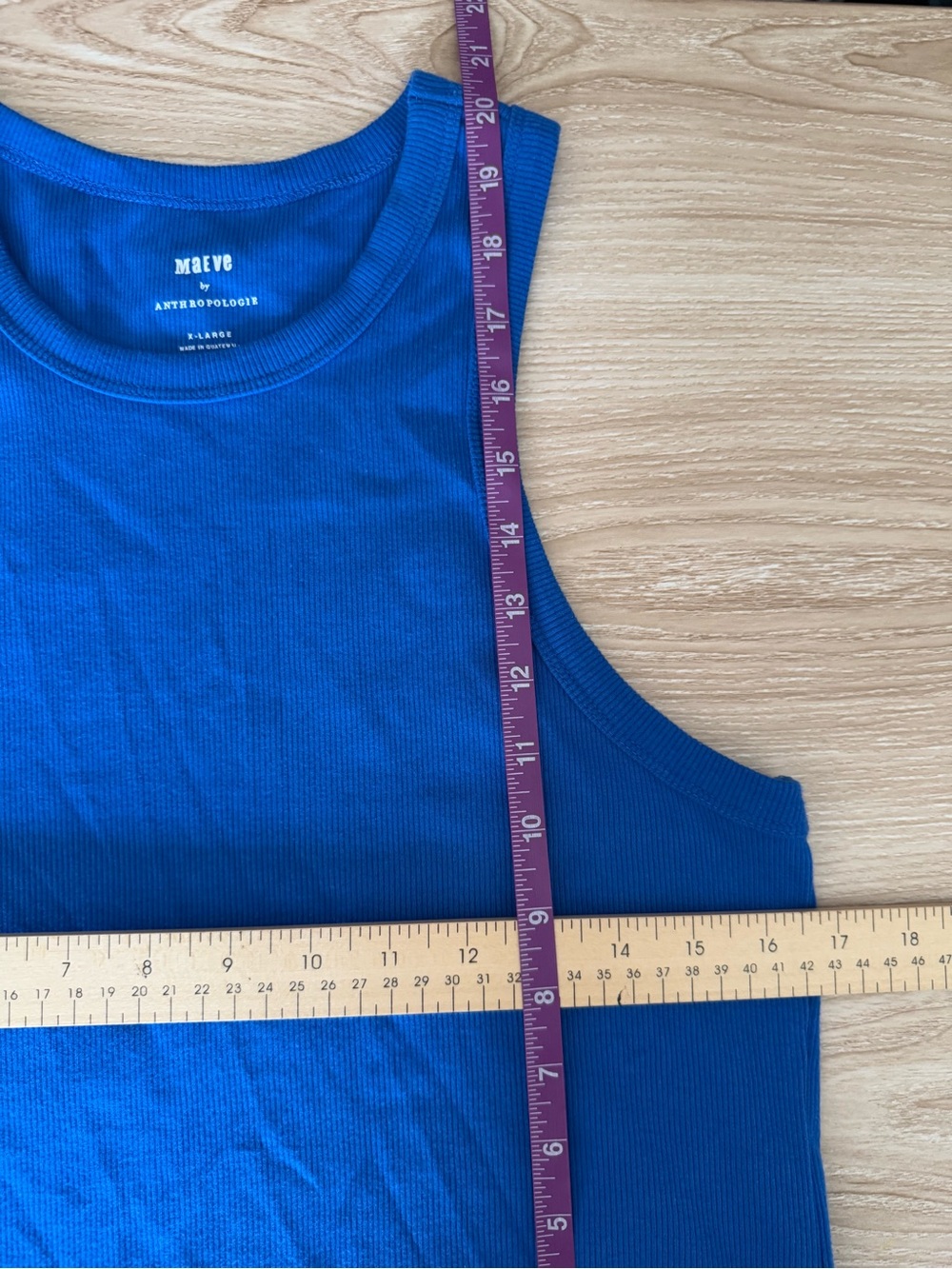 Anthropologie XL Blair Crop Tank Royal Blue Rib Fitted - Picture 8 of 8